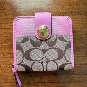 Coach Pink and Brown Signature wallet